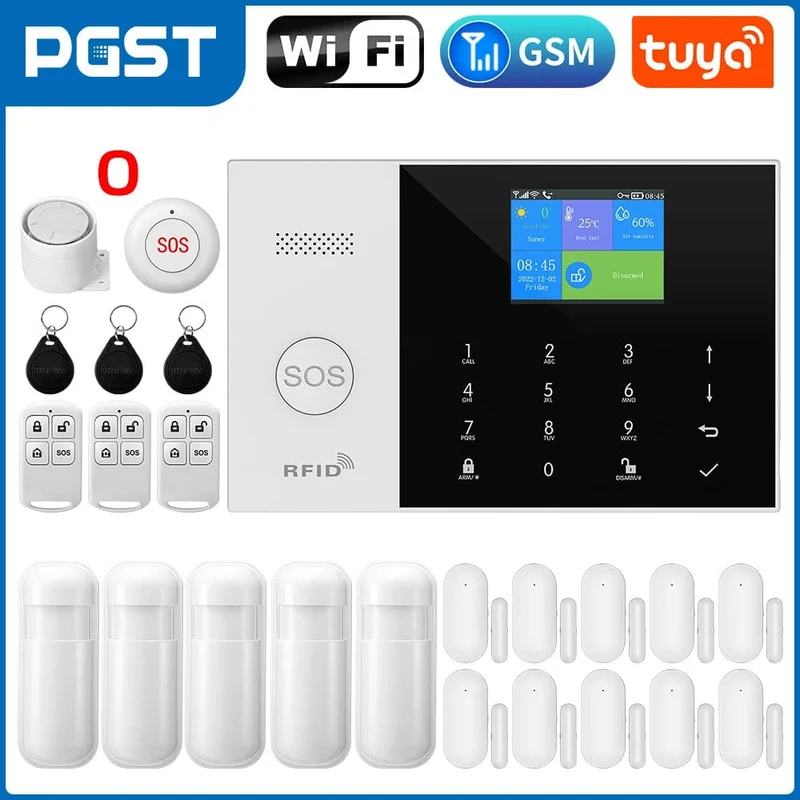 PGST Wohn Tuya Smart Gsm Wifi Alarm System für Home Drahtlose Sicherheit Alarm Haus Smart Leben App Steuerung arbeit mit ALexa