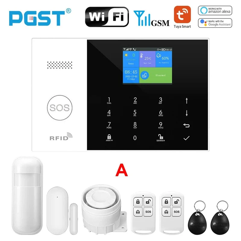 PGST Wohn Tuya Smart Gsm Wifi Alarm System für Home Drahtlose Sicherheit Alarm Haus Smart Leben App Steuerung arbeit mit ALexa