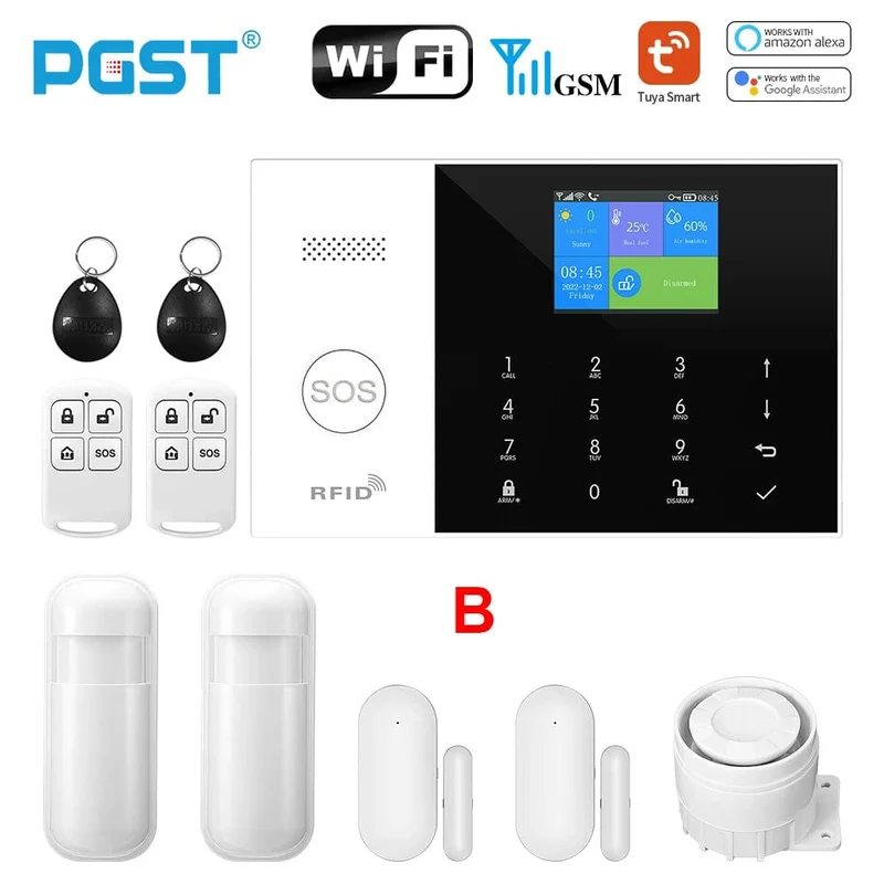 PGST Wohn Tuya Smart Gsm Wifi Alarm System für Home Drahtlose Sicherheit Alarm Haus Smart Leben App Steuerung arbeit mit ALexa