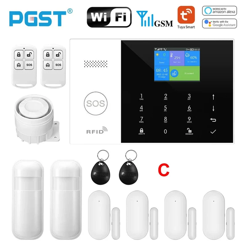 PGST Wohn Tuya Smart Gsm Wifi Alarm System für Home Drahtlose Sicherheit Alarm Haus Smart Leben App Steuerung arbeit mit ALexa