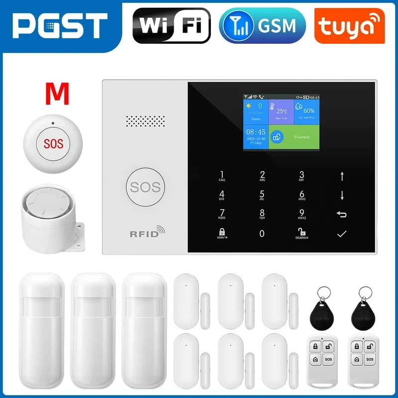 PGST Wohn Tuya Smart Gsm Wifi Alarm System für Home Drahtlose Sicherheit Alarm Haus Smart Leben App Steuerung arbeit mit ALexa