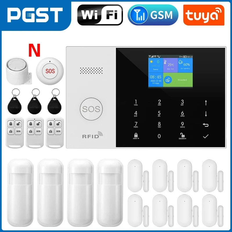 PGST Wohn Tuya Smart Gsm Wifi Alarm System für Home Drahtlose Sicherheit Alarm Haus Smart Leben App Steuerung arbeit mit ALexa