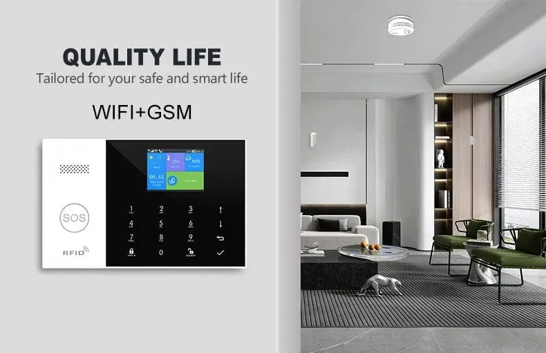 PGST Wohn Tuya Smart Gsm Wifi Alarm System für Home Drahtlose Sicherheit Alarm Haus Smart Leben App Steuerung arbeit mit ALexa