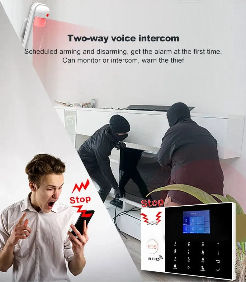 PGST Wohn Tuya Smart Gsm Wifi Alarm System für Home Drahtlose Sicherheit Alarm Haus Smart Leben App Steuerung arbeit mit ALexa
