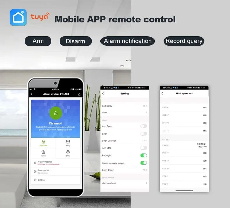 PGST Wohn Tuya Smart Gsm Wifi Alarm System für Home Drahtlose Sicherheit Alarm Haus Smart Leben App Steuerung arbeit mit ALexa