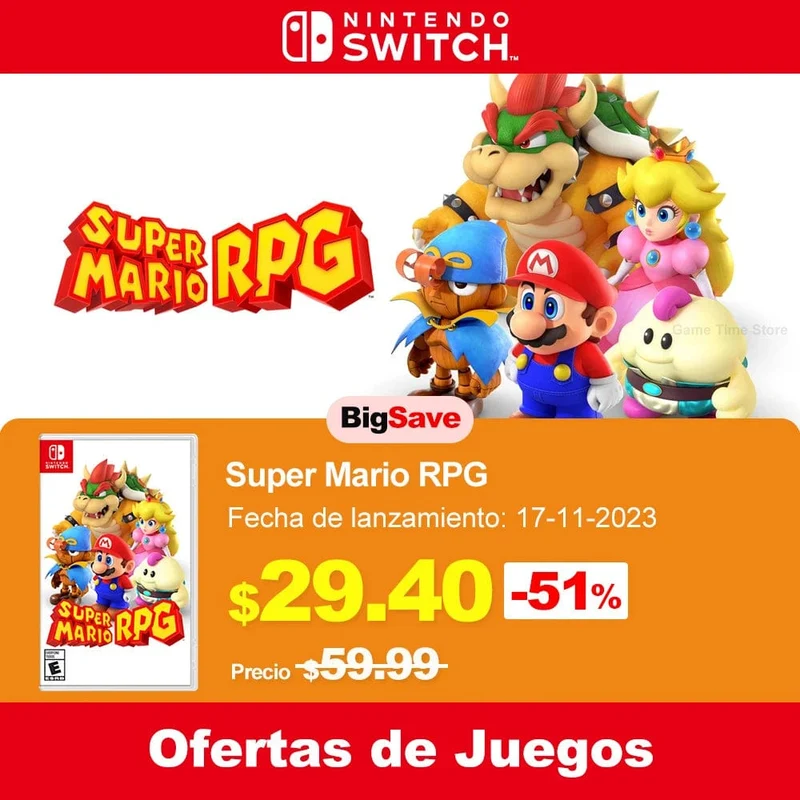Super Mario RPG Nintendo Switch Spielangebote 100 % Original offizielle physische Spielkarte Abenteuer und RPG-Genre 1 Spieler für Switch