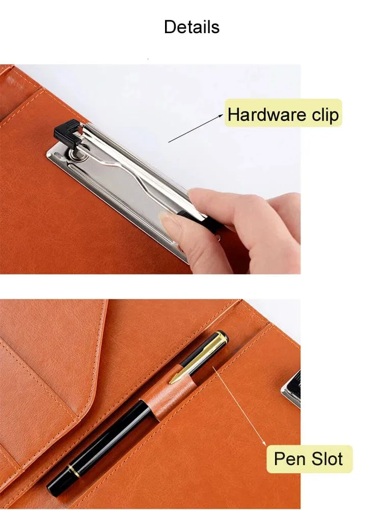 A5 / B5 Leder Padfolio Portfolio Datei Ordner Klemmbrett Dokument Halter Business Vertrag Papier Klemme Schreibblock für Büro
