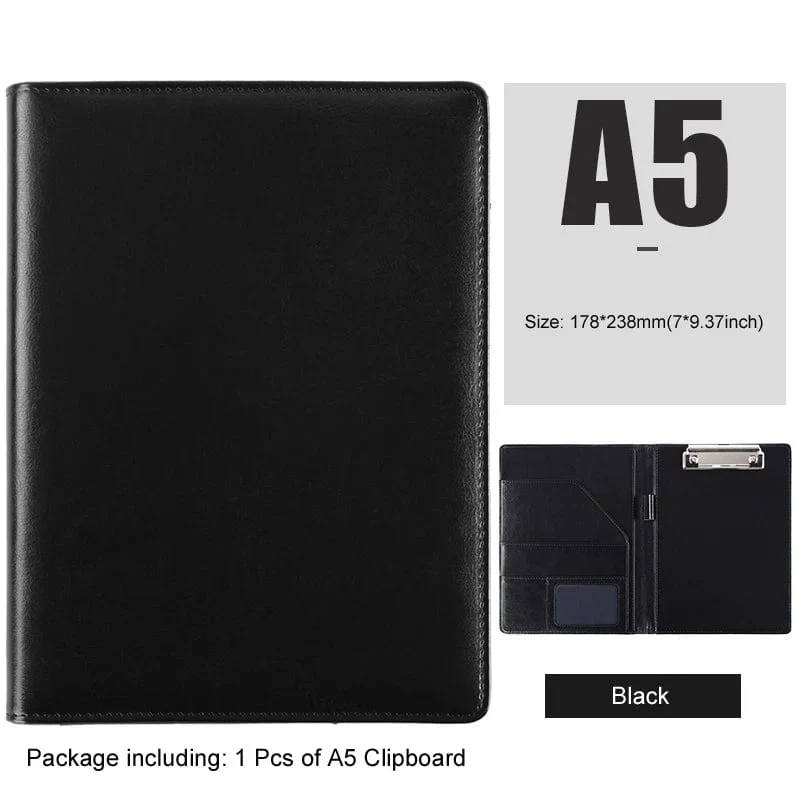 A5 / B5 Leder Padfolio Portfolio Datei Ordner Klemmbrett Dokument Halter Business Vertrag Papier Klemme Schreibblock für Büro