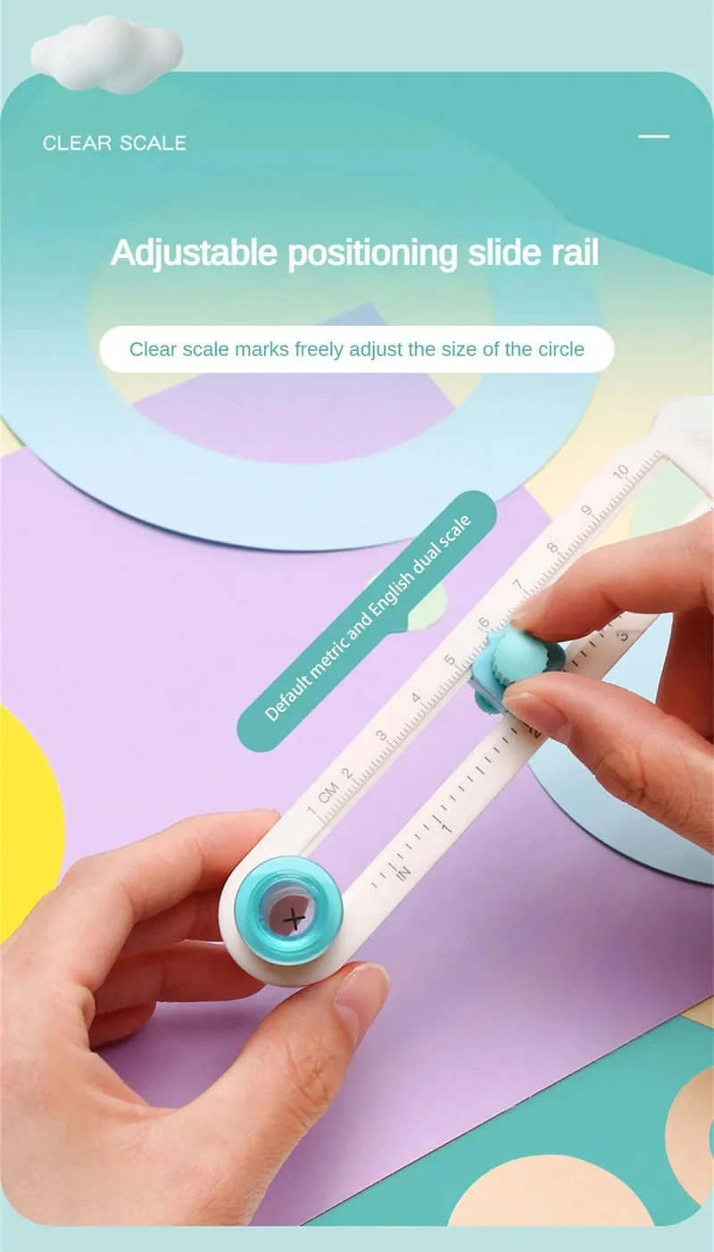Rundes Schneidemesser, DIY-Kompass-Kreisschneider, 360° verstellbar, Scrapbooking-Schneider, Rundpapier-Scrapbooking-Karten-Schneider