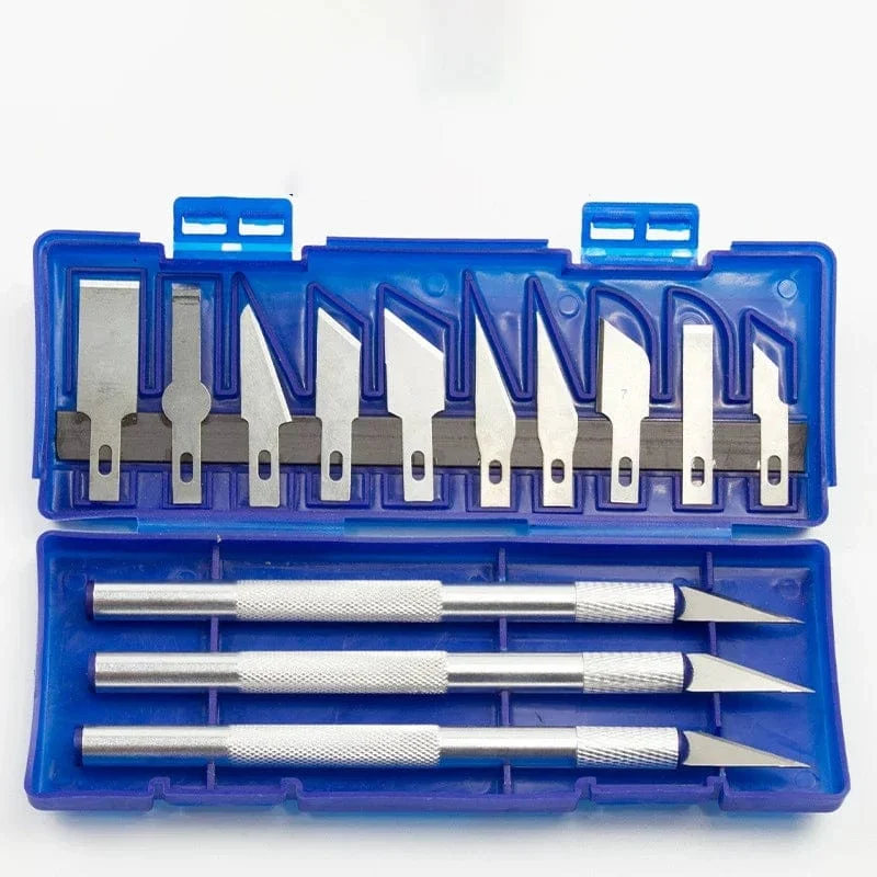 13-teiliges Set Kunst-Schnitzschneider mit Box, Klinge zum Schneiden von Papier, Präzisions-Gravurschneider, Handwerkzeug, Schnitzwerkzeuge