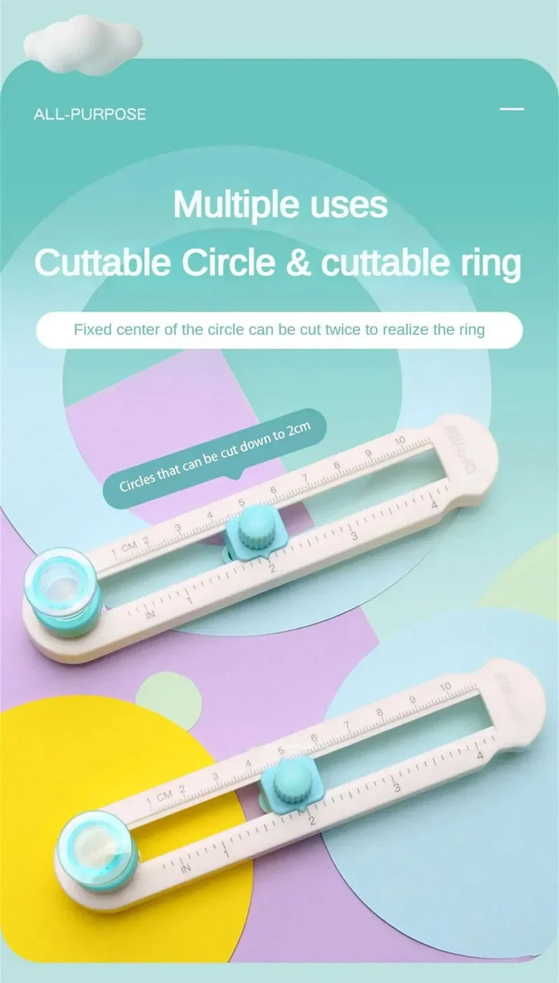 360 Grad verstellbarer Papierkreisschneider, rundes Schneidemesser, DIY-Kompass-Schneidewerkzeug für Papierkarten, Bastelarbeiten, Büro, Schule, Schreibwaren
