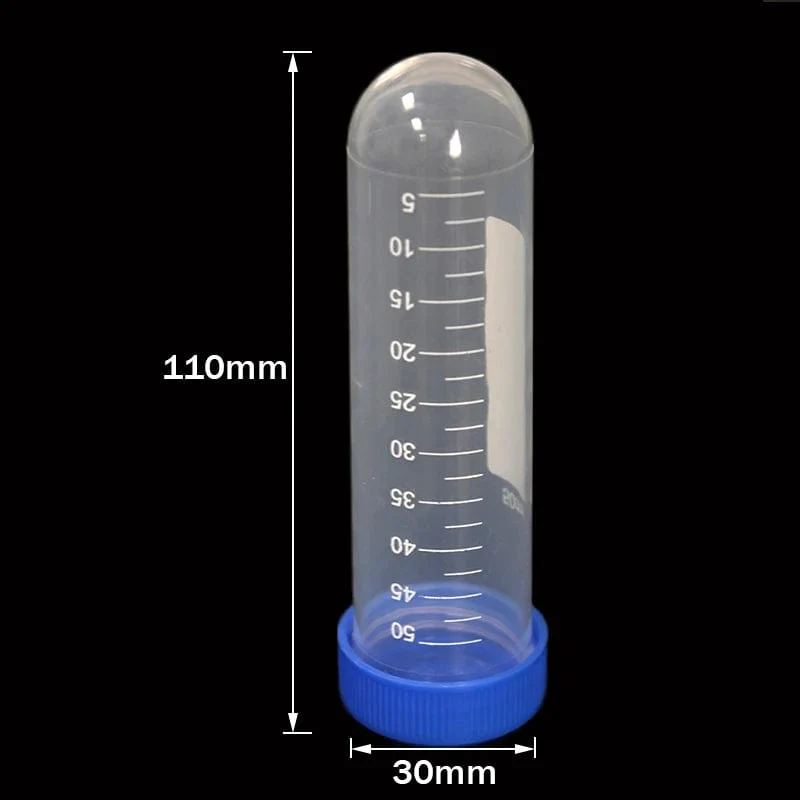 10 Stück 50 ml/15 ml/10 ml Laborprobenschraube Rundboden-Reagenzglas aus Kunststoff Ep-Röhrchen mit Skala Schraubverschluss Zentrifugenröhrchen