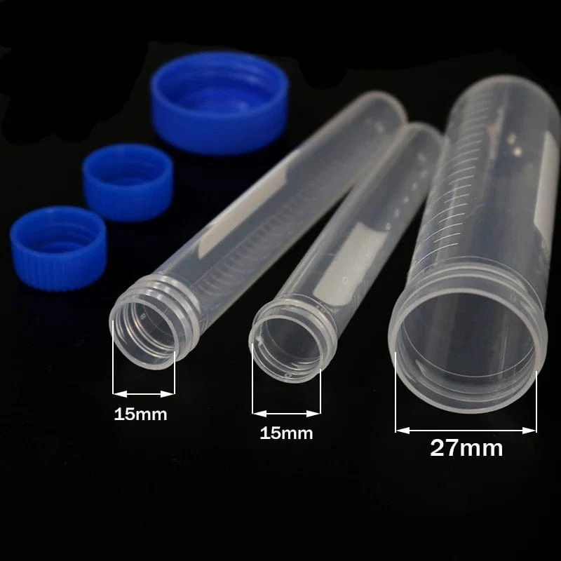 10 Stück 50 ml/15 ml/10 ml Laborprobenschraube Rundboden-Reagenzglas aus Kunststoff Ep-Röhrchen mit Skala Schraubverschluss Zentrifugenröhrchen