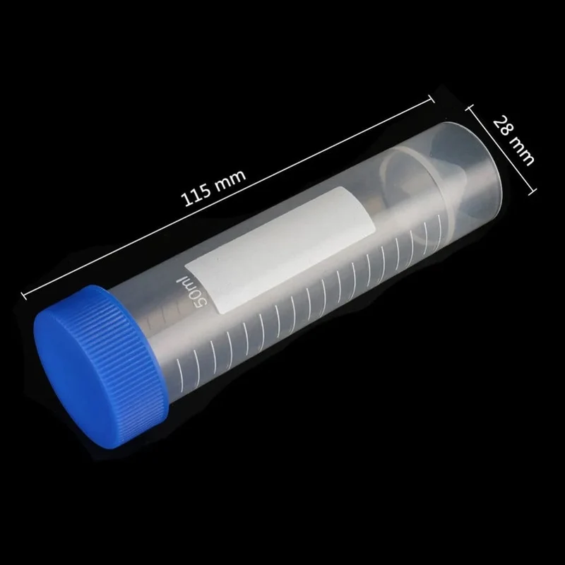 10 Stück 50 ml Kunststoff-Zentrifugenröhrchen mit Schraubverschluss und flachem Boden und Skala, freistehende Zentrifugenröhrchen, Laborarmaturen