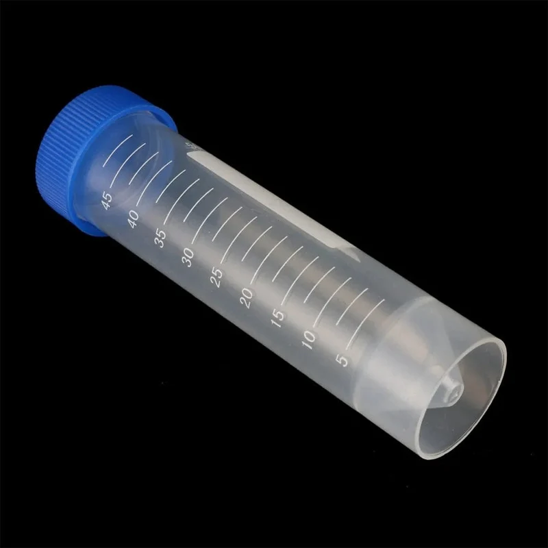 10 Stück 50 ml Kunststoff-Zentrifugenröhrchen mit Schraubverschluss und flachem Boden und Skala, freistehende Zentrifugenröhrchen, Laborarmaturen