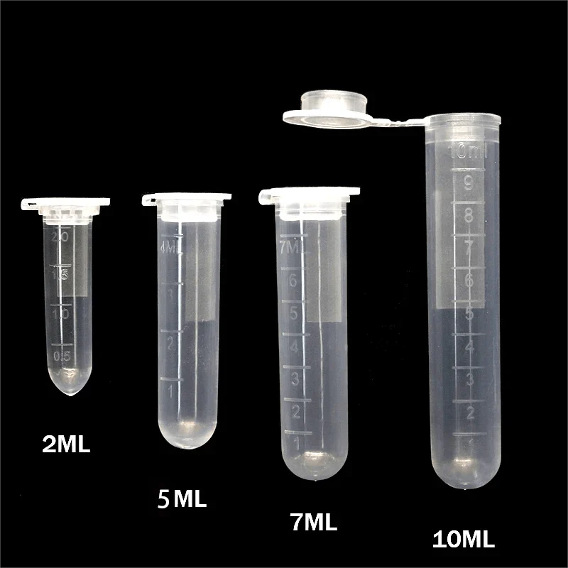 10 STÜCKE 2 ML/5 ML/10 ML Laborbedarf Probe Transparent Micro Kunststoff Zentrifugenröhrchen Reagenzglas Clip Laborbehälter Deckel