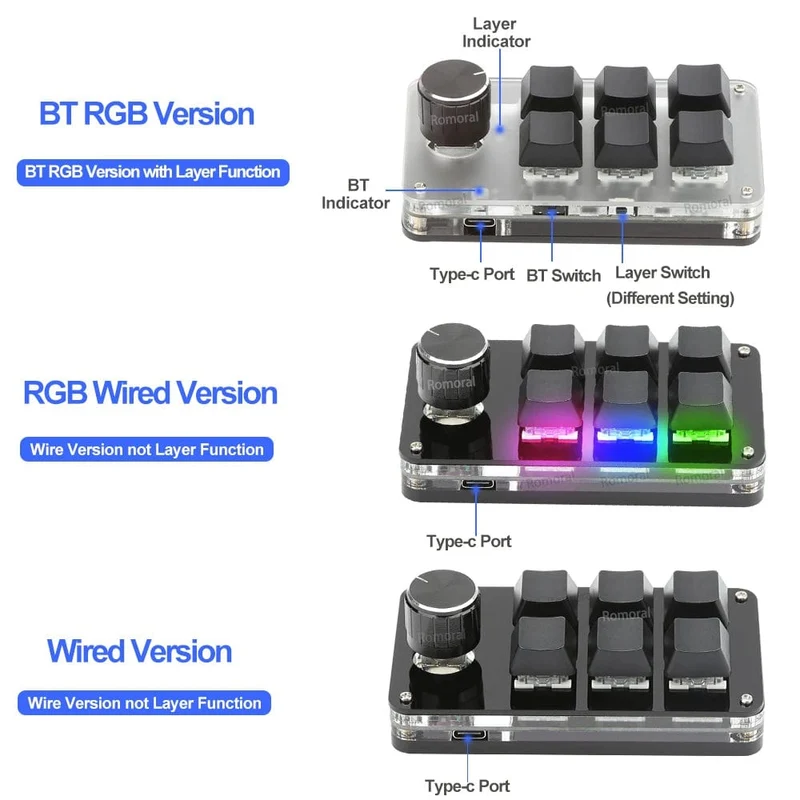 Mechanisches Hotswap-Macropad, benutzerdefinierte Tastatur, USB, Bluetooth, RGB, Photoshop, Gaming-Programmierung, Makroknopf, Tastenfeld