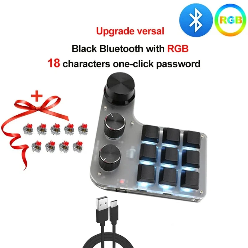 Mechanisches Hotswap-Macropad, benutzerdefinierte Tastatur, USB, Bluetooth, RGB, Photoshop, Gaming-Programmierung, Makroknopf, Tastenfeld
