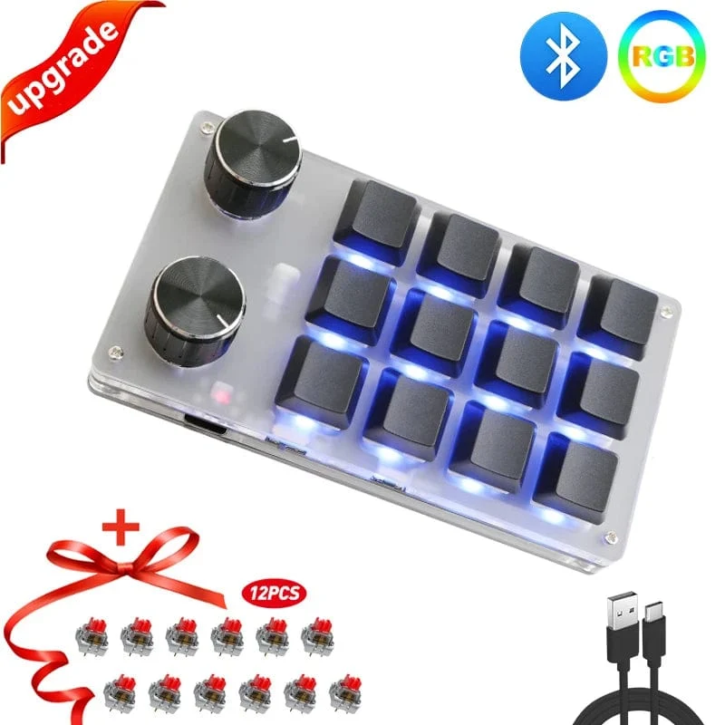 Mechanisches Hotswap-Macropad, benutzerdefinierte Tastatur, USB, Bluetooth, RGB, Photoshop, Gaming-Programmierung, Makroknopf, Tastenfeld