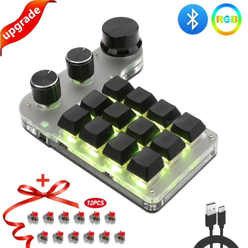 Mechanisches Hotswap-Macropad, benutzerdefinierte Tastatur, USB, Bluetooth, RGB, Photoshop, Gaming-Programmierung, Makroknopf, Tastenfeld
