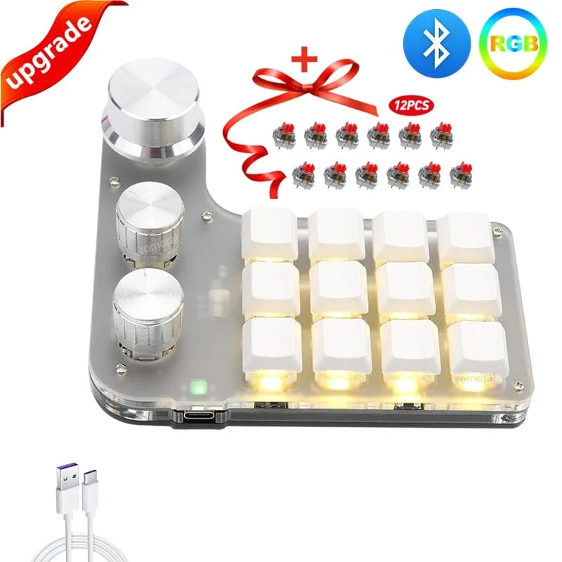 Mechanisches Hotswap-Macropad, benutzerdefinierte Tastatur, USB, Bluetooth, RGB, Photoshop, Gaming-Programmierung, Makroknopf, Tastenfeld