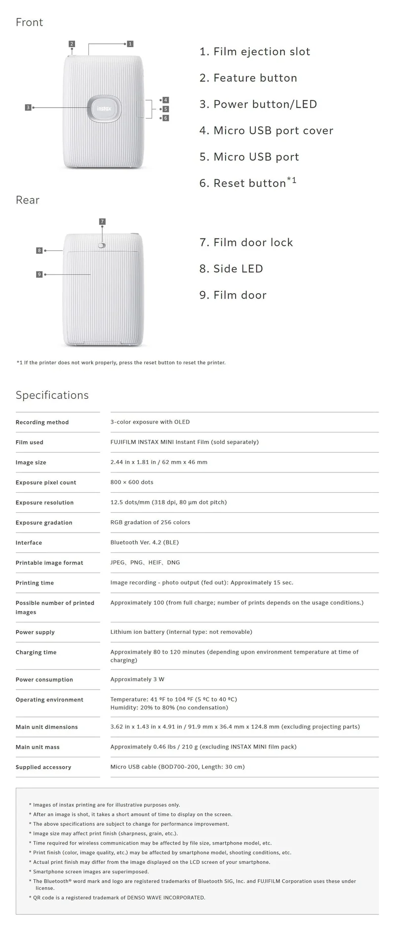 Original Fujifilm Instax Mini Link 2 Drucker Instax Fotokamera Drucker für Smartphone-App Filmmaschine Neue Fujifilm Kamera