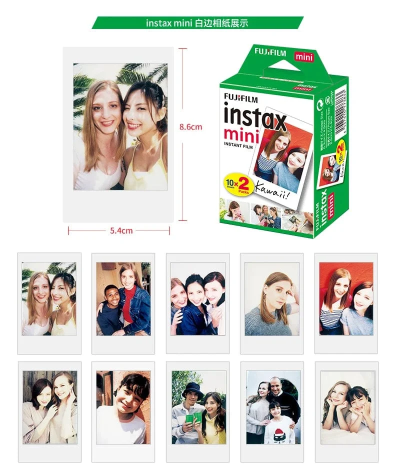 Fujifilm Instax Mini Sofortbildfilm Mini 12 11 9 8 Film 10-40 Blatt Weißer Rand 3 Zoll Film für Sofortbildkamera Mini 90 Foto Pap