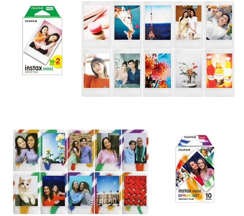 Fujifilm Instax Mini Sofortbildfilm Mini 12 11 9 8 Film 10-40 Blatt Weißer Rand 3 Zoll Film für Sofortbildkamera Mini 90 Foto Pap