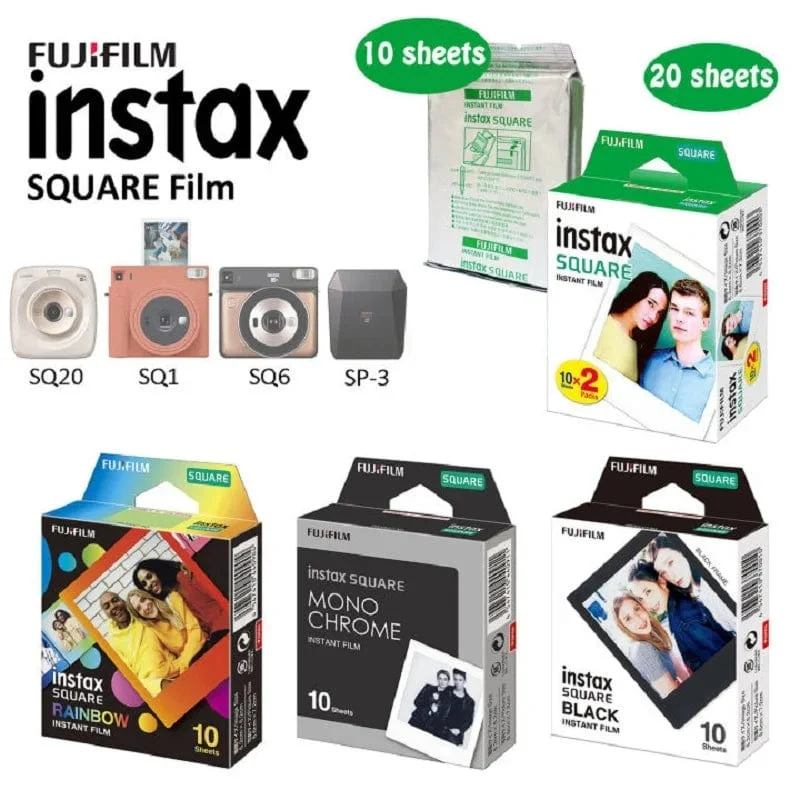 Fujifilm Instax Square White Edge Black Filme Fotopapier (10-200 Stück) für Instax SQ10 SQ6 Sofortbildkamera Share SP-3 Drucker