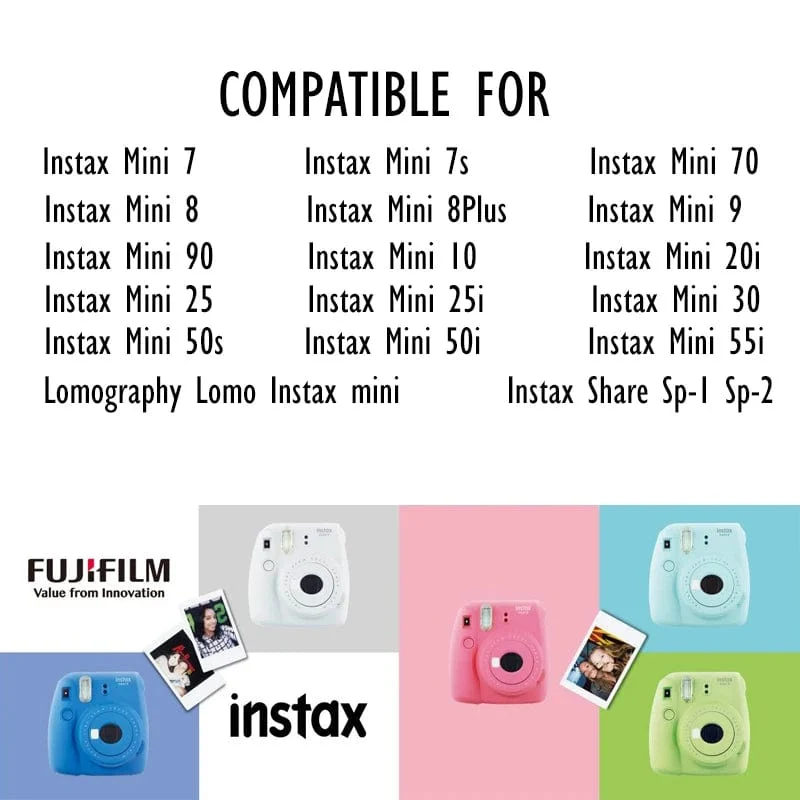 Fujifilm Instax Mini 12 9 Film Weißer Rand 10 20 40 60 100 Blätter/Packungen Fotopapier für Fuji Sofortbildkamera 8/7s/11/25/50/90/sp-2