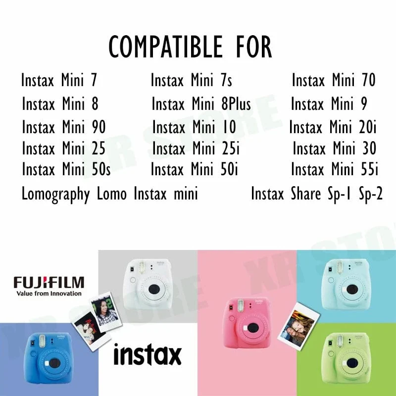 Fujifilm Instax Mini 12 9 Film Weißer Rand 10 20 40 60 100 Blätter/Packungen Fotopapier für Fuji Sofortbildkamera 8/7s/11/25/50/90/sp-2
