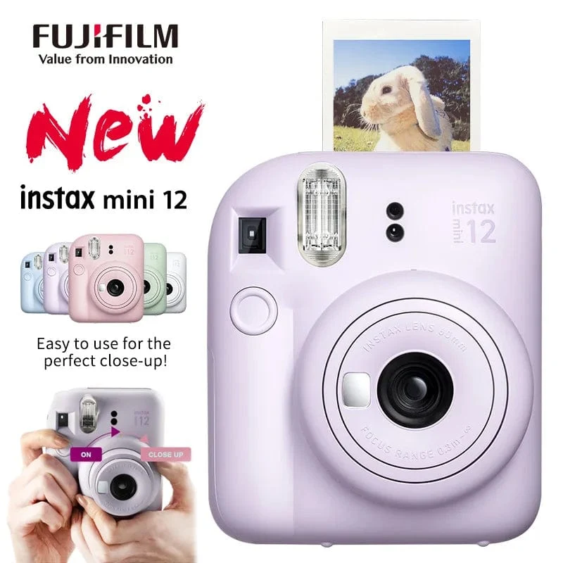 Original Fujifilm Instax Mini 12 Sofortbildkamera, Pink/Blau/Grau/Weiß/Lila, mit Instax Mini Film-Fotopapier