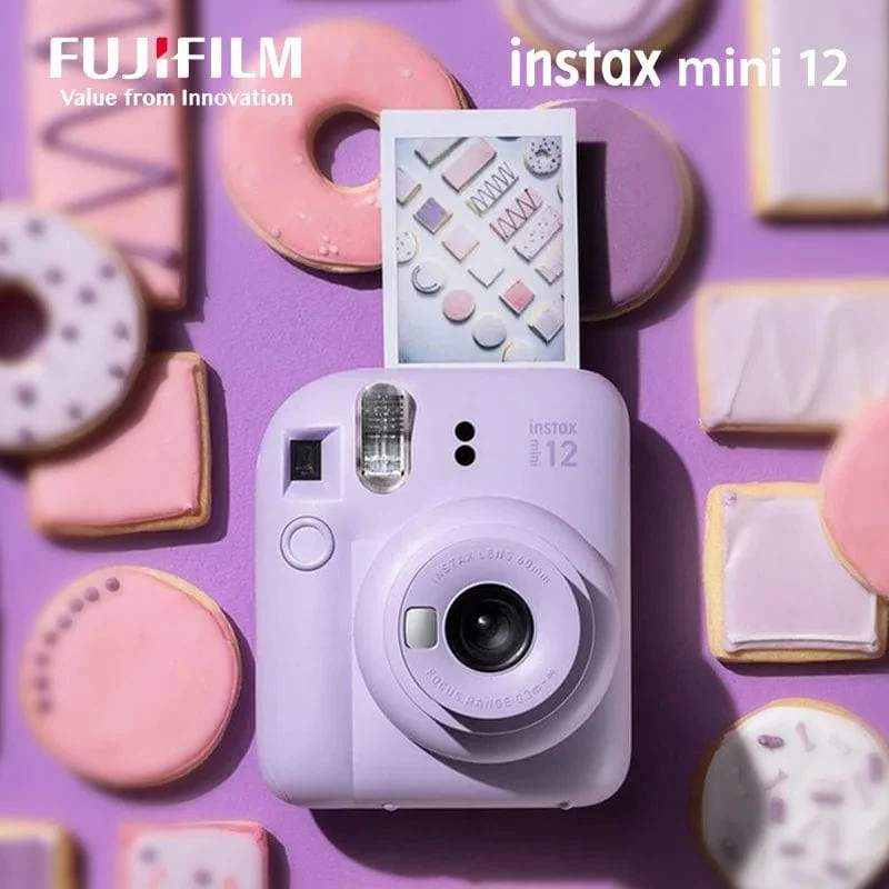 Original Fujifilm Instax Mini 12 Sofortbildkamera, Pink/Blau/Grau/Weiß/Lila, mit Instax Mini Film-Fotopapier
