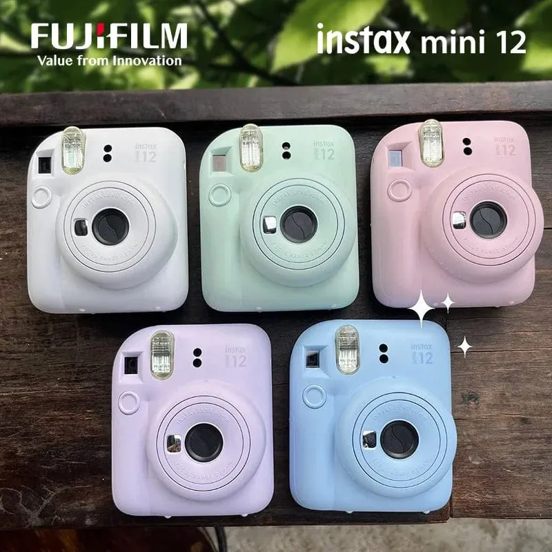 Original Fujifilm Instax Mini 12 Sofortbildkamera, Pink/Blau/Grau/Weiß/Lila, mit Instax Mini Film-Fotopapier