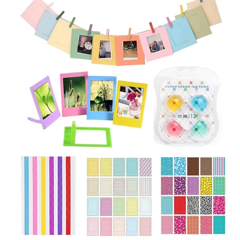 Fujifilm Instax Mini 12 Kamera Pink/Blau/Mint/Weiß/Lila + 20 Blatt Instax Mini Film + Album + Tasche + 10 in 1 Kits