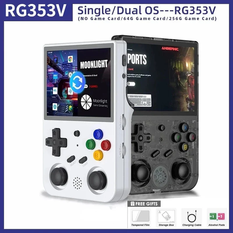 NEU RG353V RG353VS 64/128/256G Touchscreen Handheld-Spiel-Spieler Android 11 LINUX Dual System Tragbare Videospielkonsole