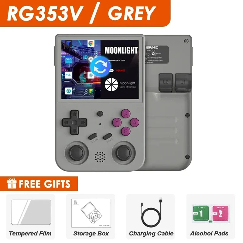 NEU RG353V RG353VS 64/128/256G Touchscreen Handheld-Spiel-Spieler Android 11 LINUX Dual System Tragbare Videospielkonsole