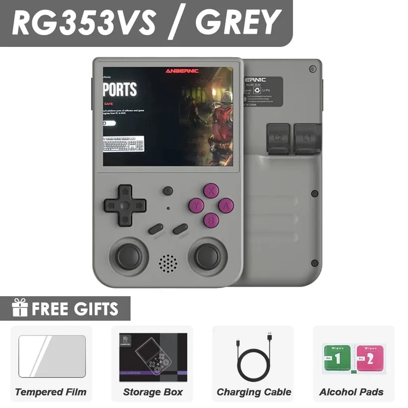 NEU RG353V RG353VS 64/128/256G Touchscreen Handheld-Spiel-Spieler Android 11 LINUX Dual System Tragbare Videospielkonsole