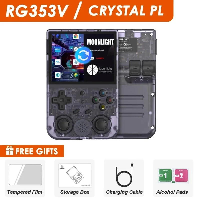 NEU RG353V RG353VS 64/128/256G Touchscreen Handheld-Spiel-Spieler Android 11 LINUX Dual System Tragbare Videospielkonsole