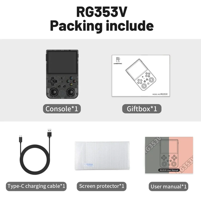 NEU RG353V RG353VS 64/128/256G Touchscreen Handheld-Spiel-Spieler Android 11 LINUX Dual System Tragbare Videospielkonsole