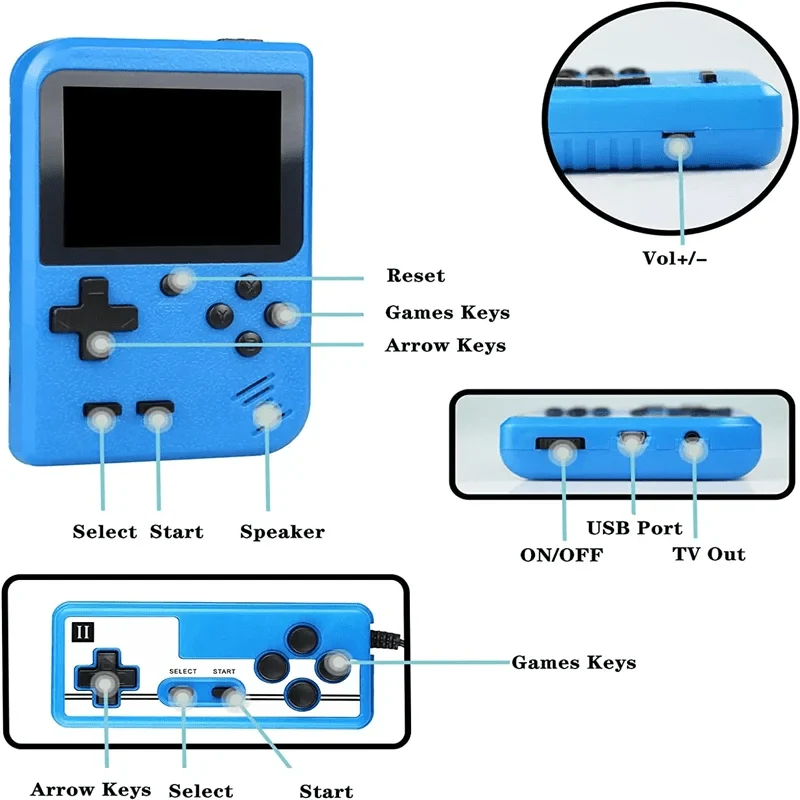 NEUE tragbare Retro-Mini-Videospielkonsole 8-Bit-Handheld-Spiel-Player Eingebaute 400 Spiele AV-Ausgang Spielkonsole Gameboy videojuego