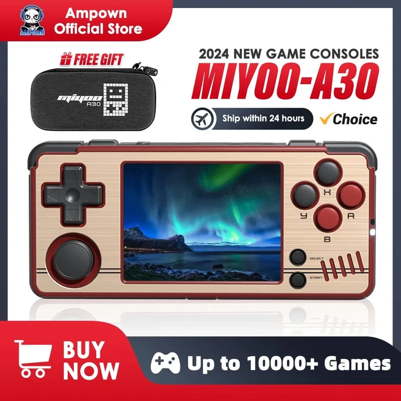 MIYOO A30 Handheld-Spielkonsole 2.8 Zoll IPS-Bildschirm Linux-System Horizontal Retro-Emulator Videokonsole Vibrationsmotor Kindergeschenke