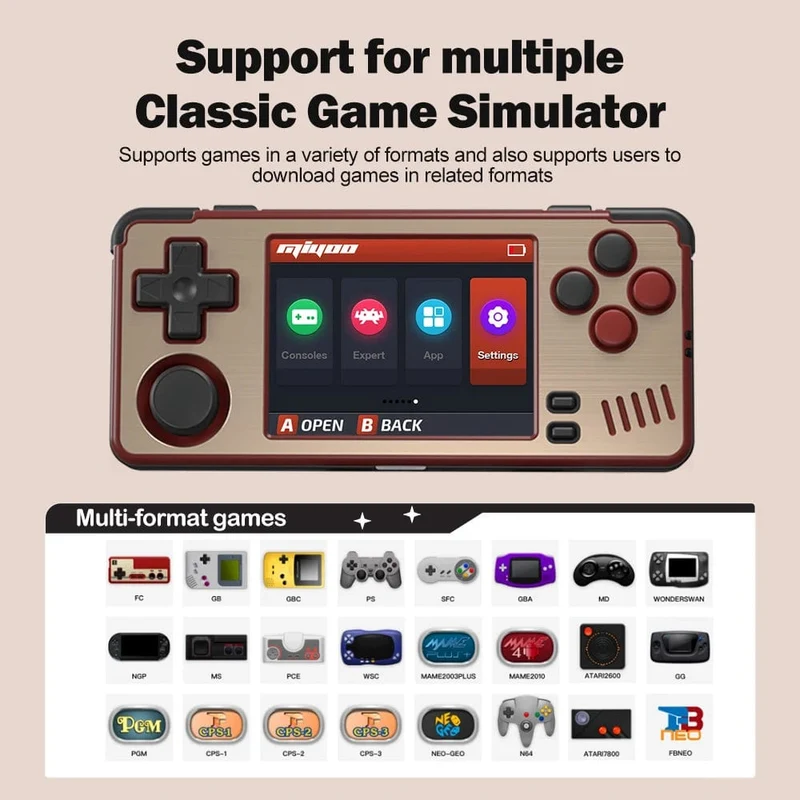 MIYOO A30 Handheld-Spielkonsole 2.8 Zoll IPS-Bildschirm Linux-System Horizontal Retro-Emulator Videokonsole Vibrationsmotor Kindergeschenke