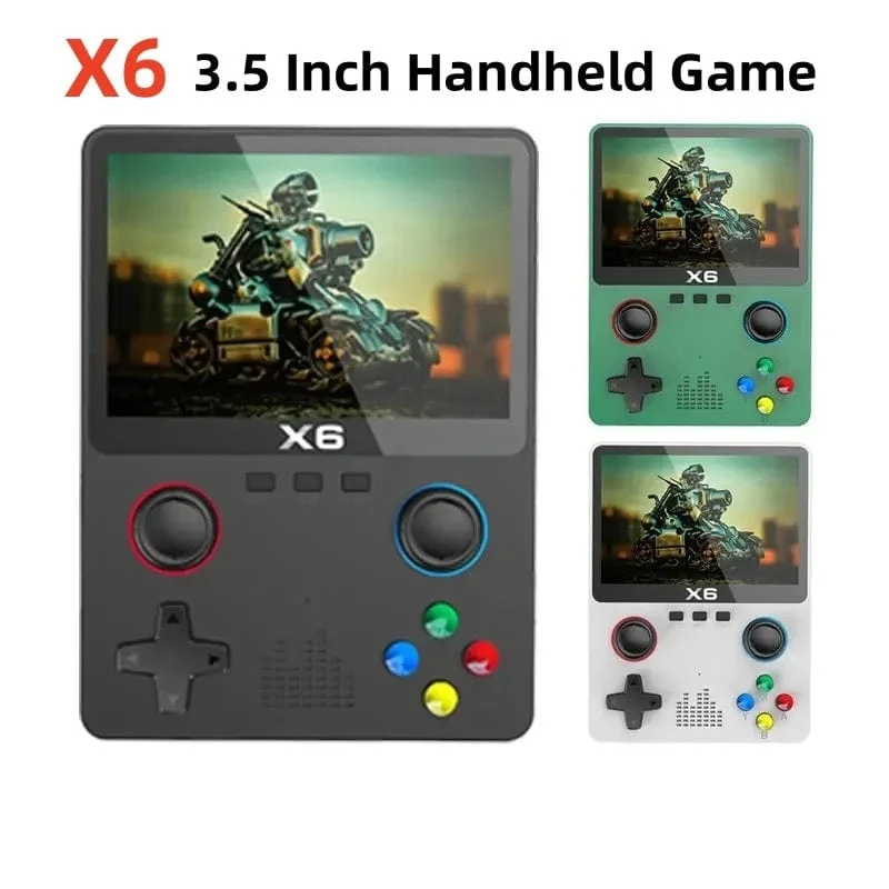 X6 3.5-Zoll-IPS-Bildschirm Handheld-Spiel-Player Dual Joystick 11 Simulatoren GBA Videospielkonsole für Kinder Geschenke