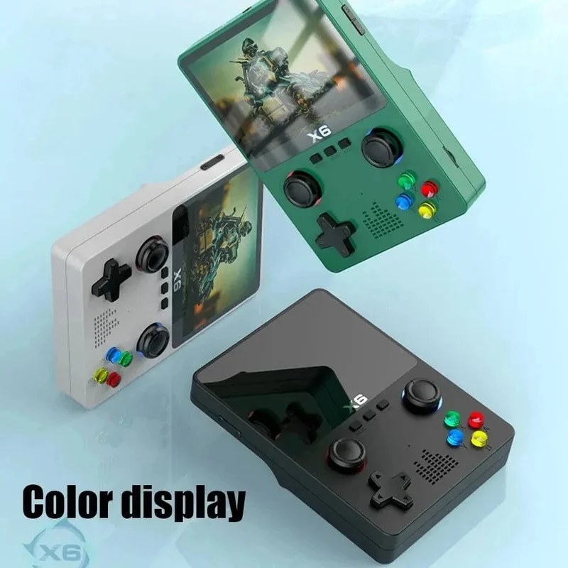 X6 3.5-Zoll-IPS-Bildschirm Handheld-Spiel-Player Dual Joystick 11 Simulatoren GBA Videospielkonsole für Kinder Geschenke