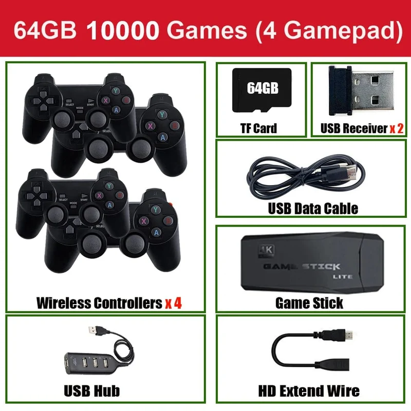 Videospielkonsole 64G Eingebaute 20000 Spiele Retro-Handheld-Spielkonsole Wireless Controller-Spiel-Player für Kinder Weihnachtsgeschenke