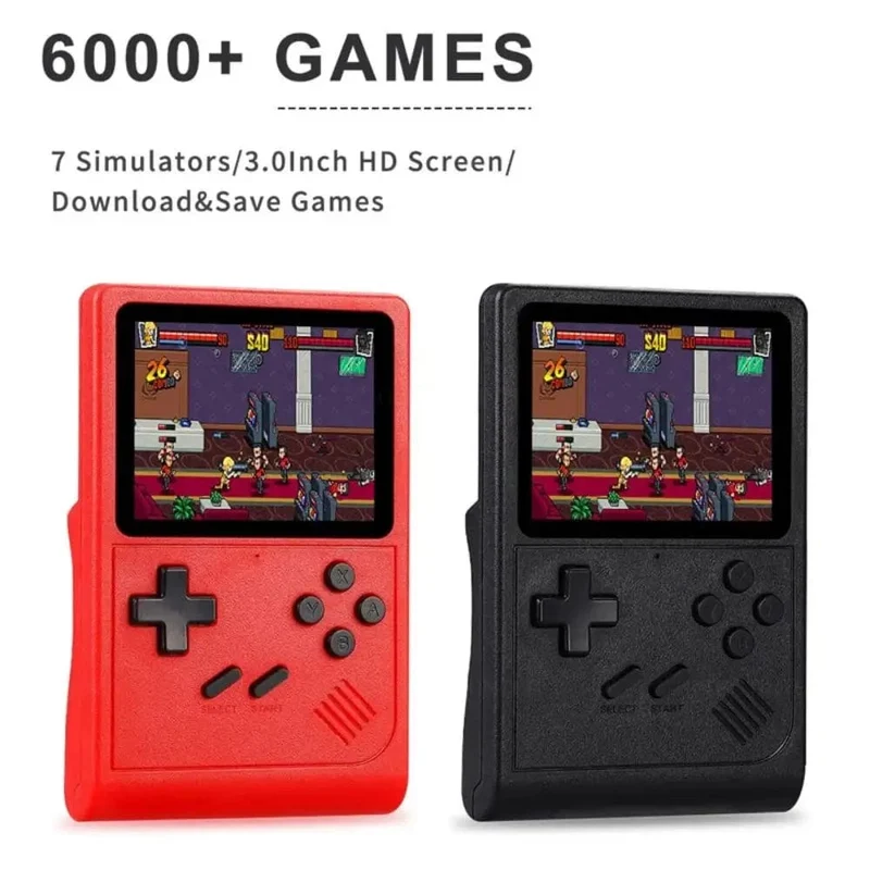 GB300 Tragbarer Handheld-Spielspieler 3.0-Zoll-Bildschirm TV-Videospielkonsole AV-Ausgang Retro-Spielkonsole Eingebaute 8G 6000+ Spiele