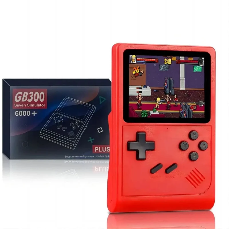 GB300 Tragbarer Handheld-Spielspieler 3.0-Zoll-Bildschirm TV-Videospielkonsole AV-Ausgang Retro-Spielkonsole Eingebaute 8G 6000+ Spiele