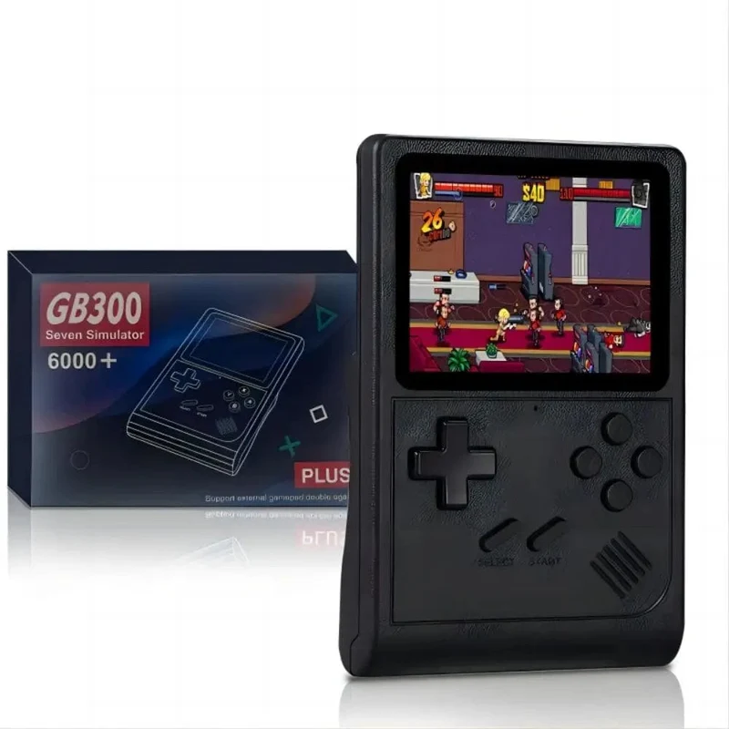 GB300 Tragbarer Handheld-Spielspieler 3.0-Zoll-Bildschirm TV-Videospielkonsole AV-Ausgang Retro-Spielkonsole Eingebaute 8G 6000+ Spiele