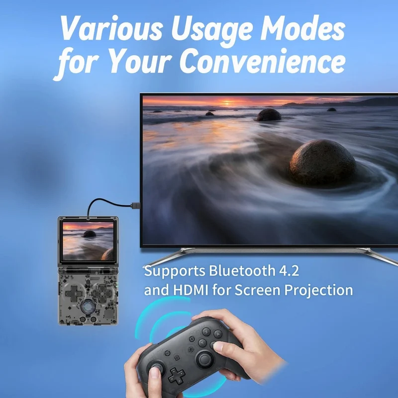 ANBERNIC RG35XXSP Flip-Spielekonsole 3.5-Zoll-IPS-Bildschirm Mini-HDMI-Ausgang WiFi Bluetooth 4.2 E-Book Linux Videokonsole Player Geschenke